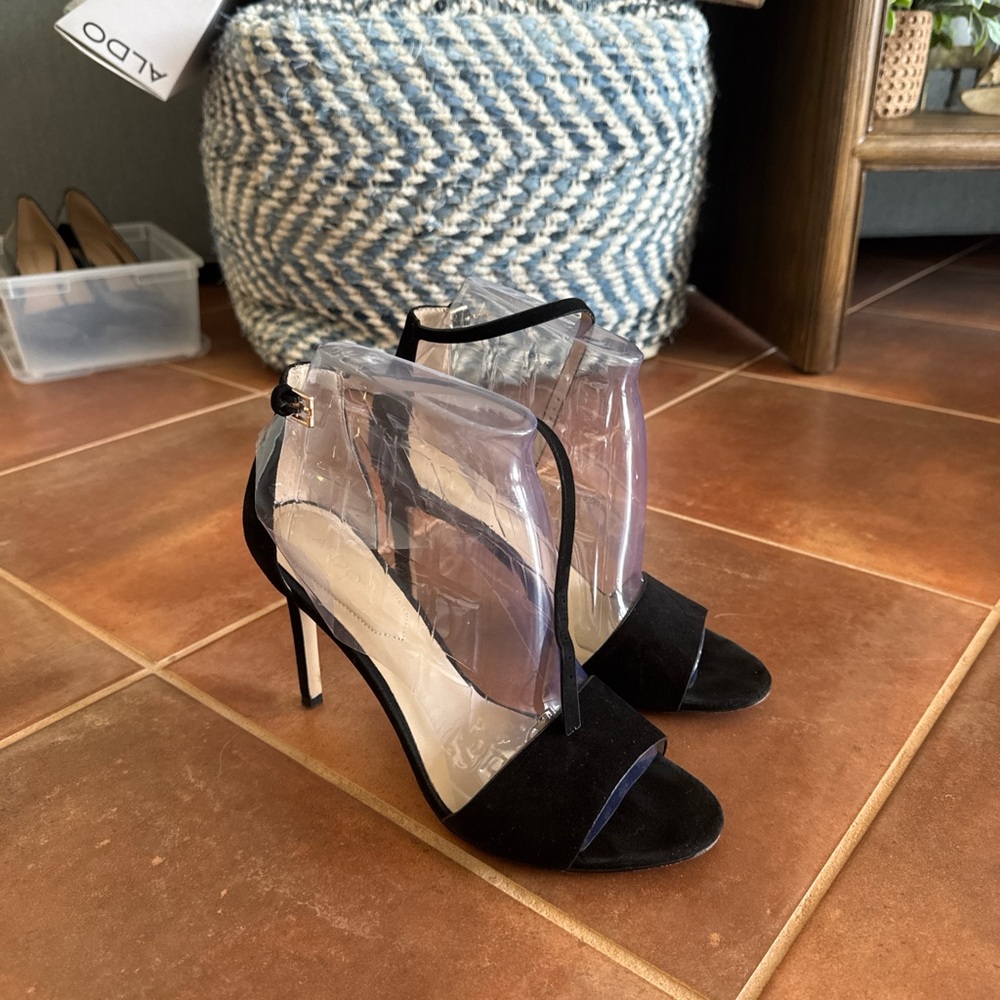 Aldo Black Stiletto Heels with Transparent Panels